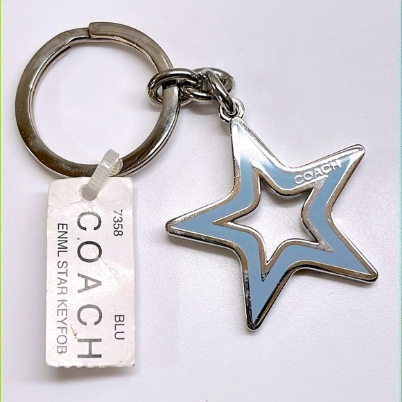 Coach Blue Enamel Star Key Fob Vintage NWT - Picture 1 of 5